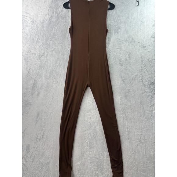 Naked Wardrobe Brown Sleeveless Sculpt Jumpsuit • Size XL - Picture 4 of 6
